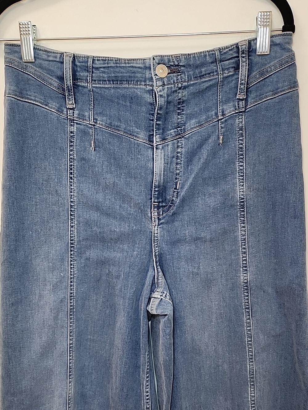 Free PeopleLibre High Rise Wide Leg Stretch Denim Jeans Meduim Wash Blue Size 31 - Picture 8 of 16